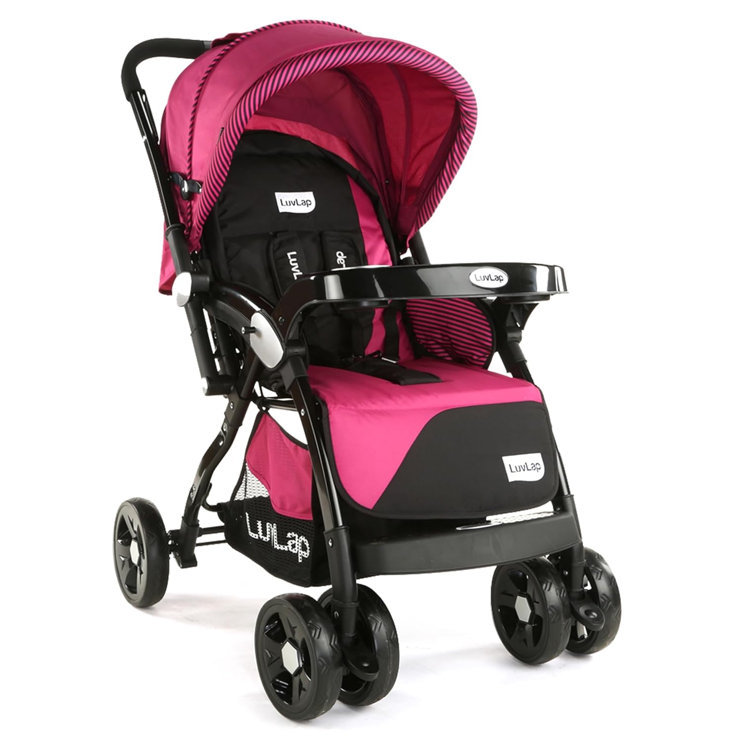 LuvLap Galaxy navy blue baby stroller with 5-point safety harness. www.usmile.toys